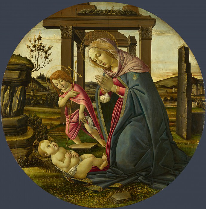 Сандро Боттичелли – Мадонна и Иоанн Креститель, поклоняющиеся Младенцу Христу, Часть 6 Национальная галерея