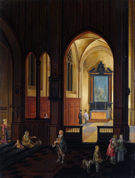 Studio of Pieter Neeffs the Elder – View of a Chapel at Evening, Part 6 National Gallery UK