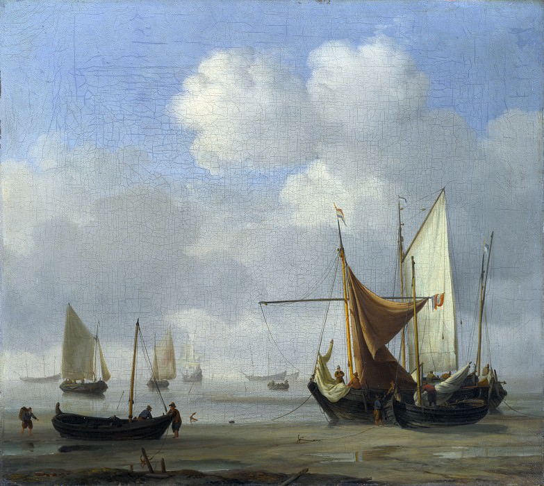 Willem van de Velde – Small Dutch Vessels Aground at Low Water in a Calm, Part 6 National Gallery UK