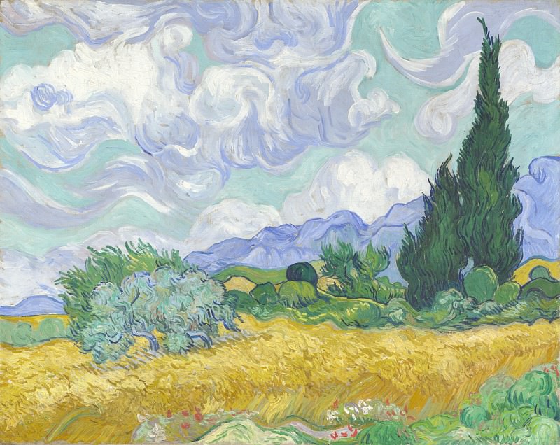 Vincent van Gogh – A Wheatfield, with Cypresses, Part 6 National Gallery UK