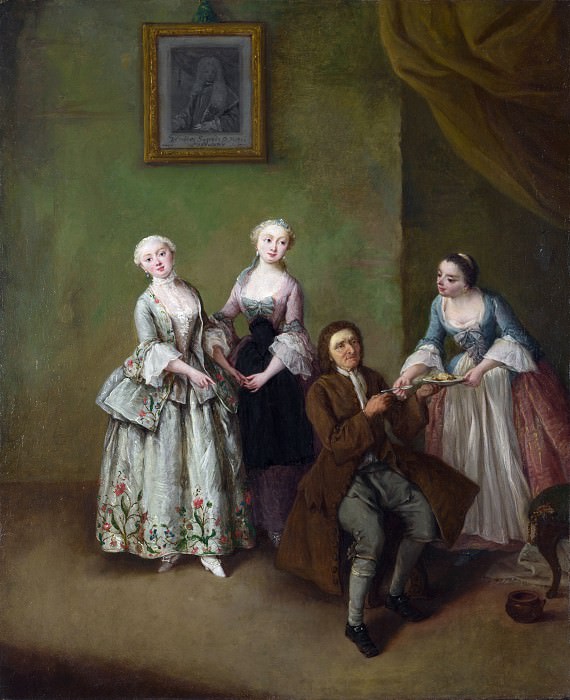 Пьетро Лонги – Интерьер комнаты с тремя женщинами и мужчиной, Часть 6 Национальная галерея