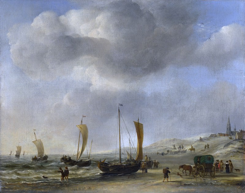 Willem van de Velde – The Shore at Scheveningen, Part 6 National Gallery UK