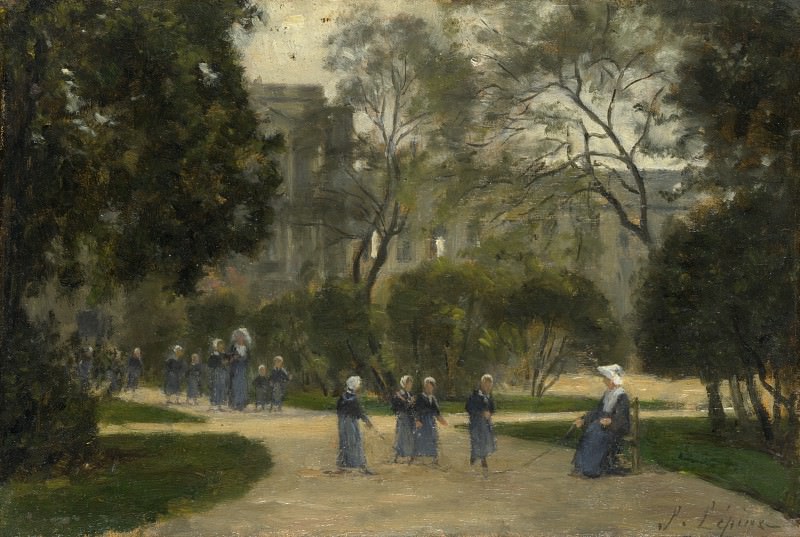 Stanislas Victor Edmond Lepine – Nuns and Schoolgirls in the Tuileries Gardens, Paris, Part 6 National Gallery UK