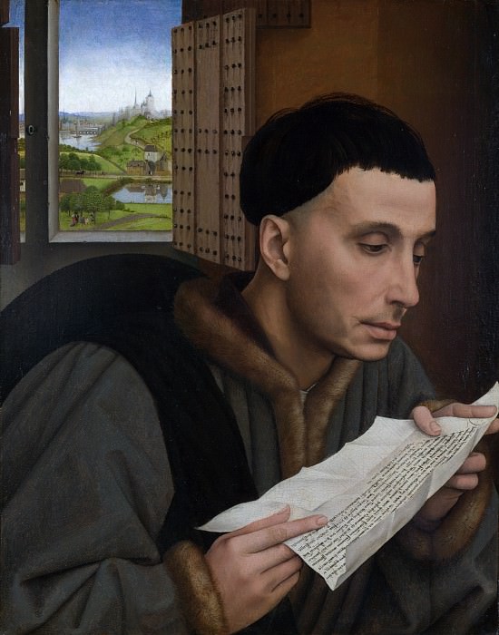 Workshop of Rogier van der Weyden – A Man Reading , Part 6 National Gallery UK