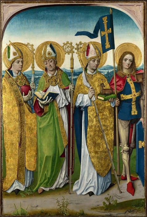 Workshop of the Master of the Life of the Virgin – Saints Augustine, Hubert, Ludger and Gereon, Part 6 National Gallery UK