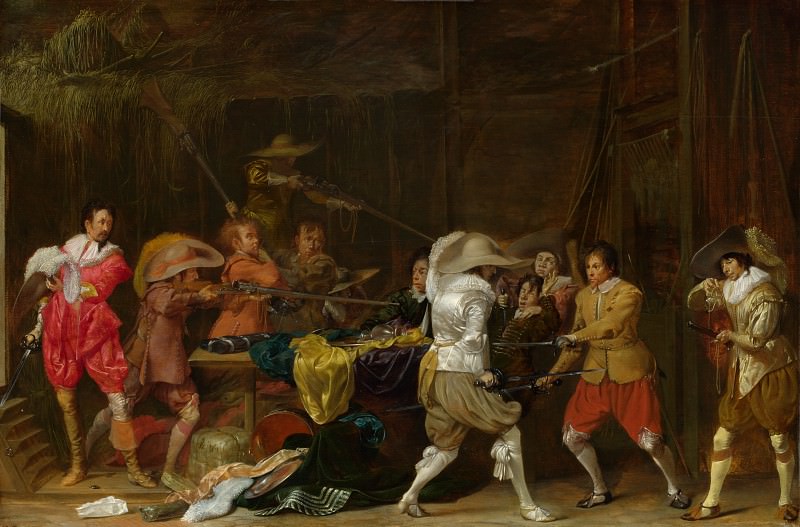 Willem Duyster – Soldiers fighting over Booty in a Barn, Part 6 National Gallery UK