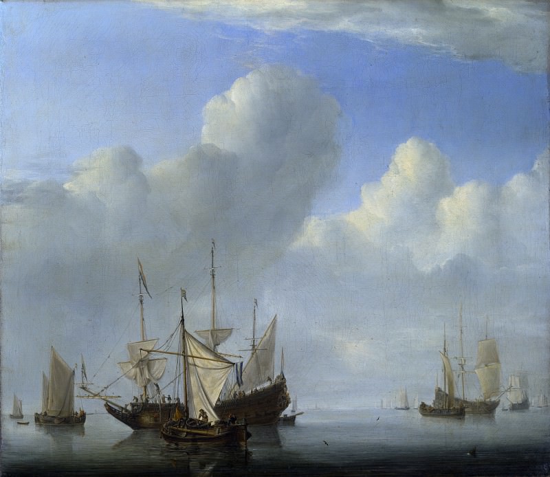 Willem van de Velde – A Dutch Ship coming to Anchor, Part 6 National Gallery UK