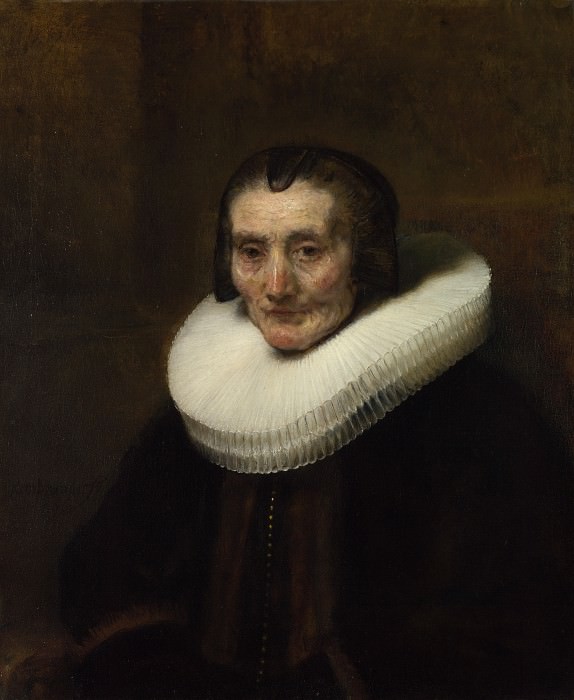 Rembrandt – Portrait of Margaretha de Geer, Wife of Jacob Trip, Part 6 National Gallery UK