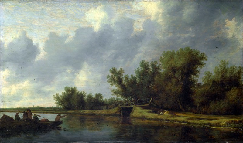 Salomon van Ruysdael – A River Landscape with Fishermen, Part 6 National Gallery UK