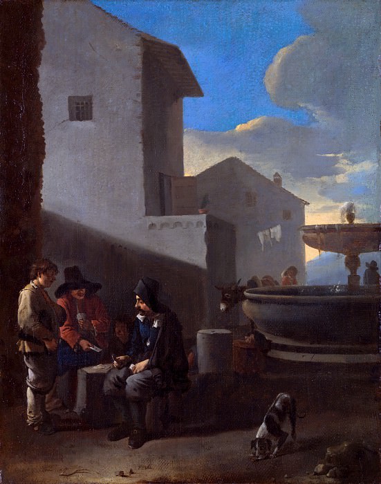 Jan Lingelbach – Roman Street Scene with Card Players, Part 6 National Gallery UK
