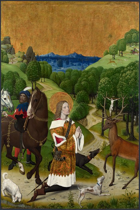 Workshop of the Master of the Life of the Virgin – The Conversion of Saint Hubert – Left Hand Shutter, Part 6 National Gallery UK