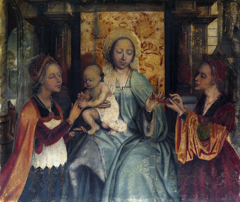 Quinten Massys – The Virgin and Child with Saints Barbara and Catherine, Part 6 National Gallery UK