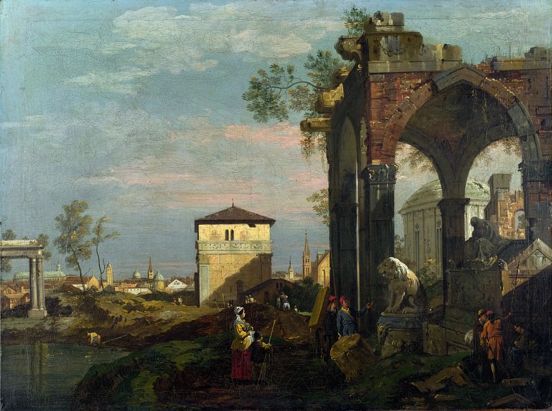 Style of Bernardo Bellotto – A Caprice Landscape with Ruins, Part 6 National Gallery UK