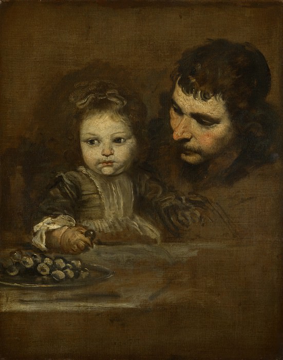 Испанская школа – Мужчина с ребенком, едящим виноград, Часть 6 Национальная галерея
