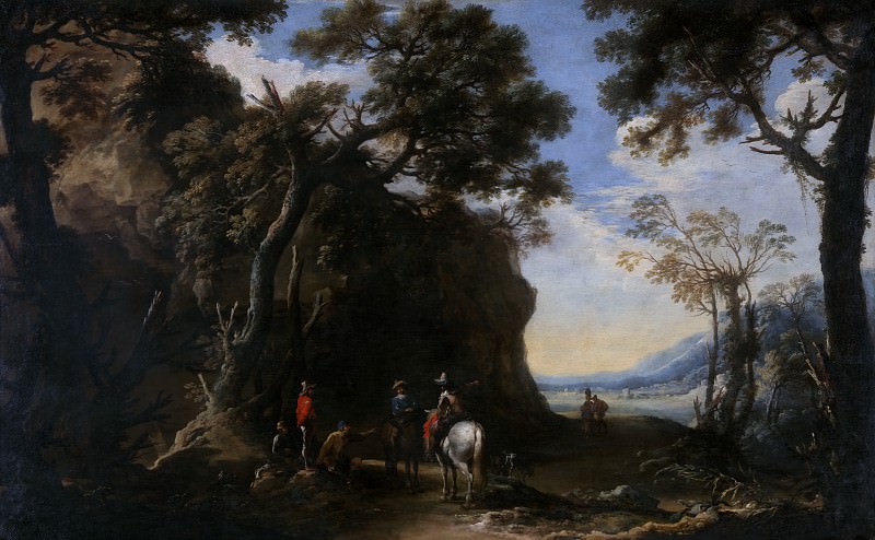 Salvator Rosa – Landscape with Travellers asking the Way, Part 6 National Gallery UK