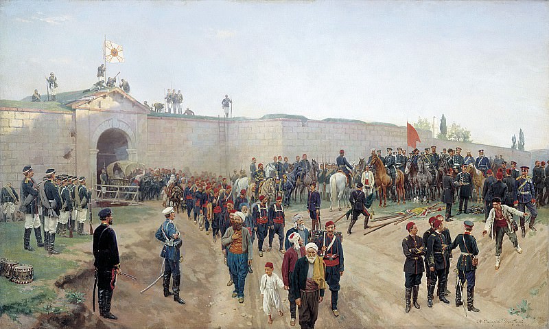 Fortress of Nikopol surrender, July 4, 1877. 1883. Canvas, Nikolay Dmitriev-Orenburgsky