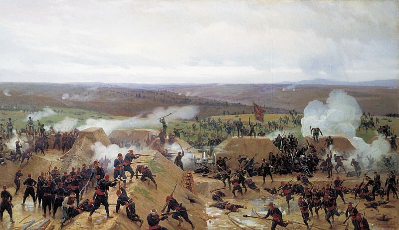Capture of Grivitsky redoubt at Plevna. 1885. Oil on canvas., Nikolay Dmitriev-Orenburgsky