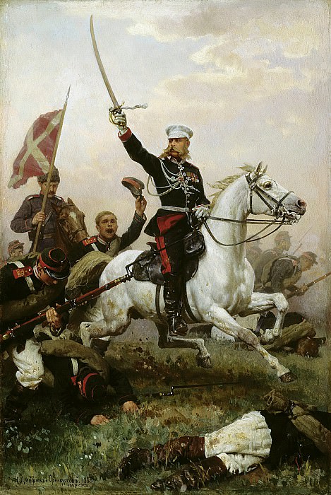 General Nikolai Skobelev on horseback. 1883. Oil on canvas. 47h30, Nikolay Dmitriev-Orenburgsky