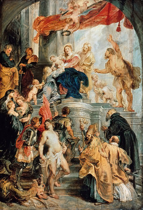 Мадонна с младенцем на троне со святыми , Питер Пауль Рубенс
