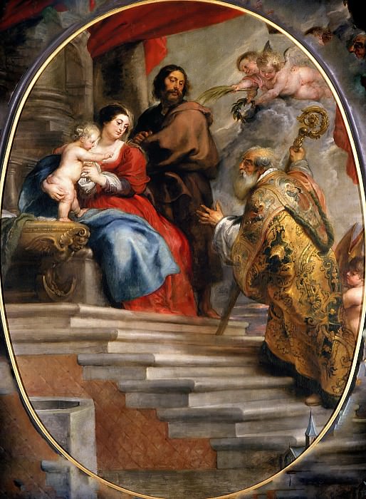 Saint Williboard worshiping Mother of God and Jesus, Peter Paul Rubens