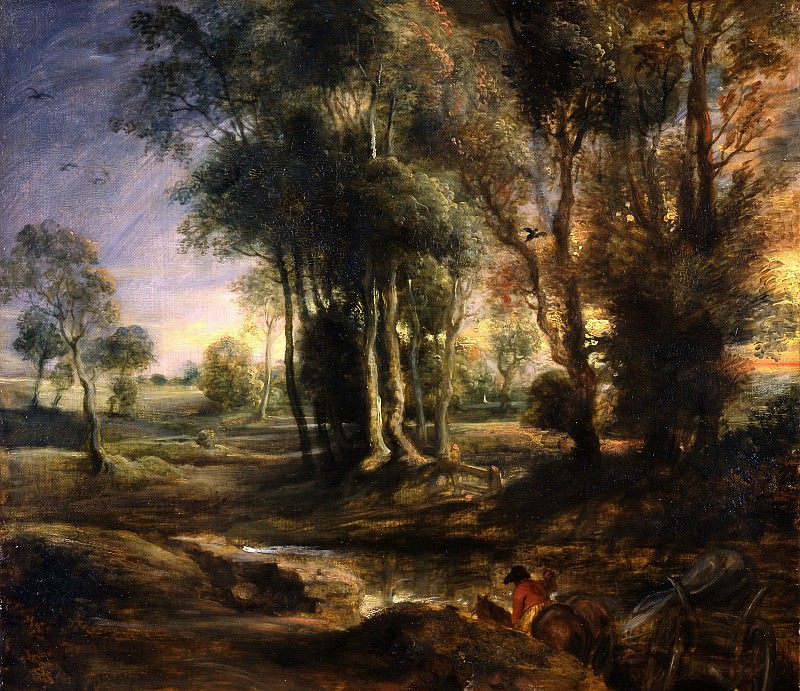 Morning landscape with wagon, Peter Paul Rubens