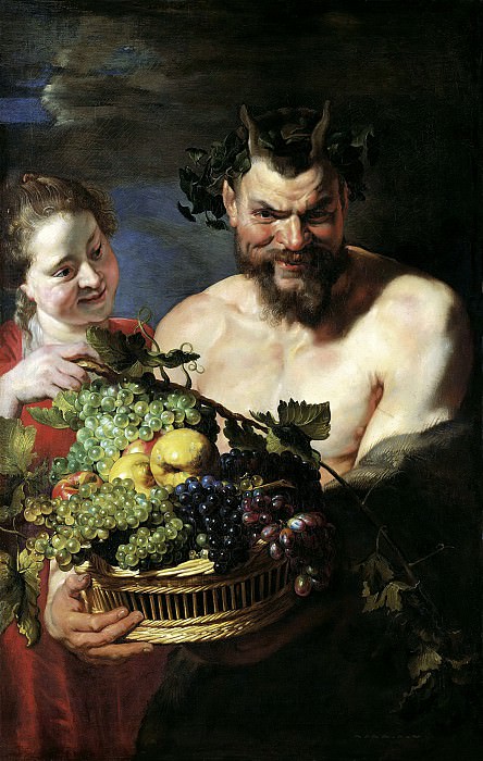 Сатир и женщина с корзиной фруктов, Питер Пауль Рубенс