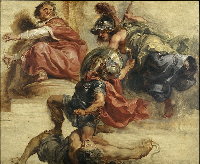 La sagesse éloignant la rébellion armée du trône de Jacques Ier d’Angleterre, Peter Paul Rubens