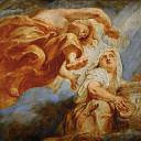 Genius crowning Religion, sketch for the center of the apotheosis of King James I, fresco on the ceiling of Whitehall, London, Peter Paul Rubens