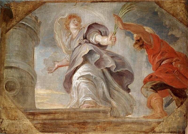 Saint Barbara fleeing from her Father, Peter Paul Rubens