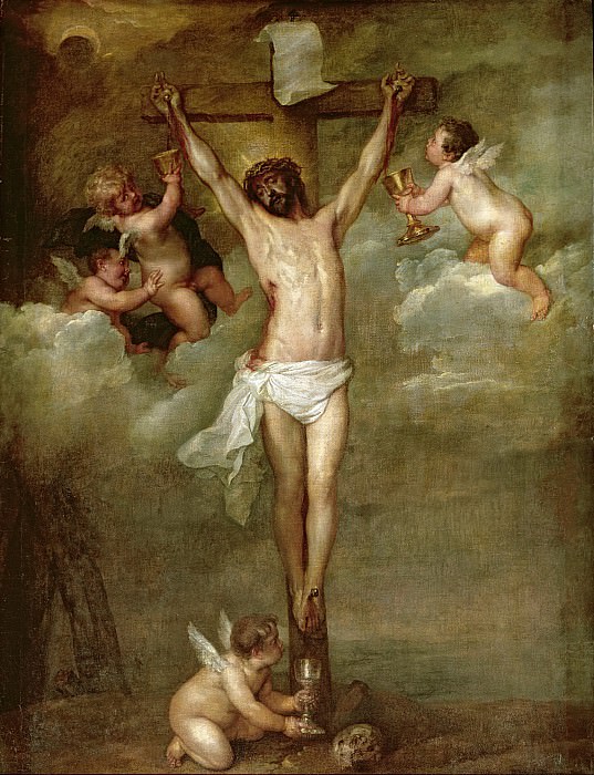 Christ on the cross surrounded by angels collecting his blood, Peter Paul Rubens