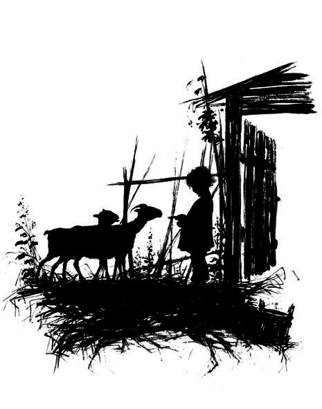 Silhouette. From the book. Silhouettes of childrens lives. Boy with goats. 1877, Elizabeth Merkuryevna Boehm (Endaurova)
