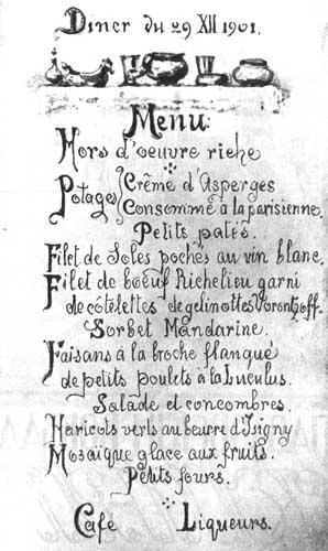 Cover menu. 1901 2., Elizabeth Merkuryevna Boehm (Endaurova)