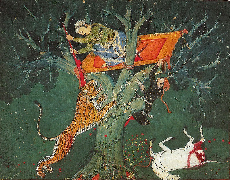 Attributed to Hada Master – Rao Bhoj Singh Stalking a Tiger at Night, Metropolitan Museum: part 2