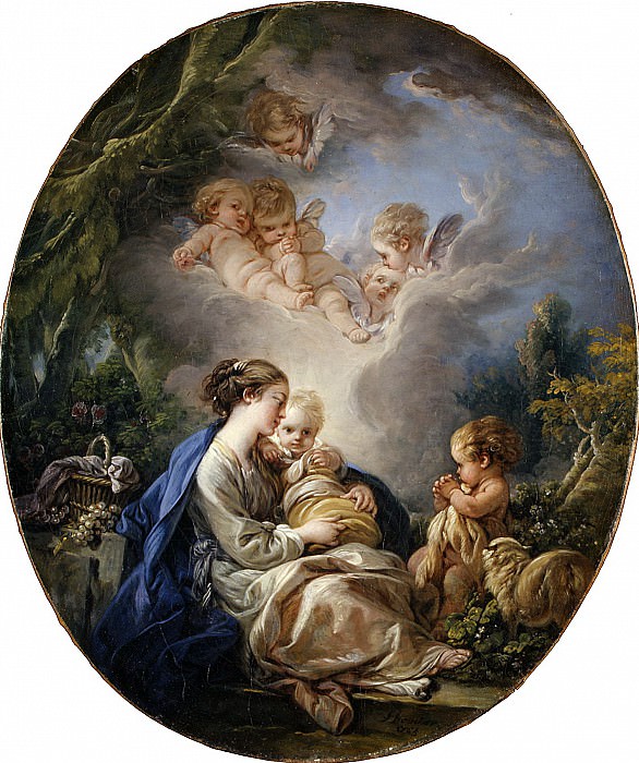 Франсуа Буше – Мадонна с младенцем, молодым Иоанном Крестителем и ангелами, Музей Метрополитен: часть 2
