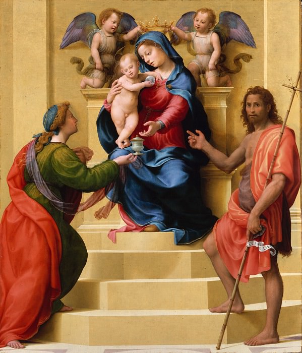 Giuliano di Piero di Simone Bugiardini – Madonna and Child Enthroned with Saints Mary Magdalen and John the Baptist, Metropolitan Museum: part 2