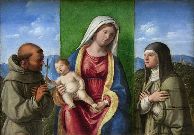 Чима да Конельяно – Мадонна с младенцем и святыми Франциском и Клариссой, Музей Метрополитен: часть 2