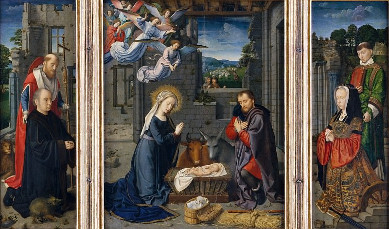 Gerard David – The Nativity with Donors and Saints Jerome and Leonard, Metropolitan Museum: part 2
