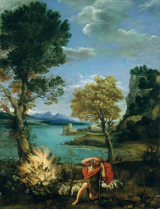 Domenichino – Landscape with Moses and the Burning Bush, Metropolitan Museum: part 2