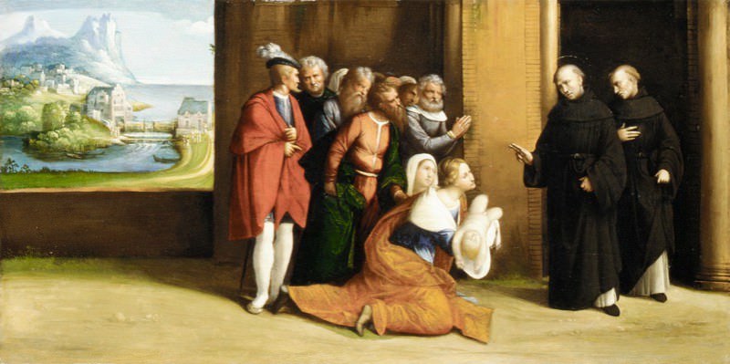 Garofalo – Saint Nicholas of Tolentino Reviving a Child, Metropolitan Museum: part 2