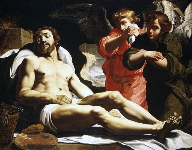Abraham Janssen van Nuyssen – The Dead Christ in the Tomb with Two Angels, Metropolitan Museum: part 2