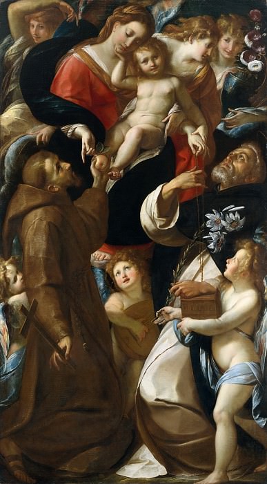 Гулио Чезаре Прокаччини – Мадонна с младенцем и святыми Франциском и Домиником и ангелами, Музей Метрополитен: часть 2