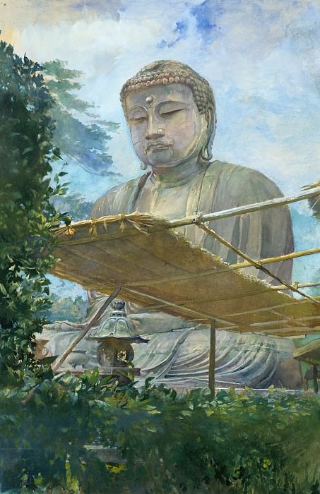 John La Farge – The Great Statue of Amida Buddha at Kamakura, Known as the Daibutsu, from the Priest’s Garden, Metropolitan Museum: part 2
