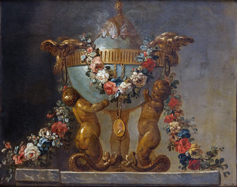 Неизвестный художник – Ваза для парфюма, поддерживаемая тритонами, с гирляндами цветов, Музей Метрополитен: часть 2