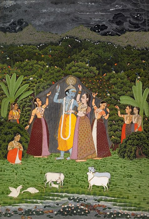 Неизвестный художник – Кришна и Гопи укрываются от дождя, Музей Метрополитен: часть 2