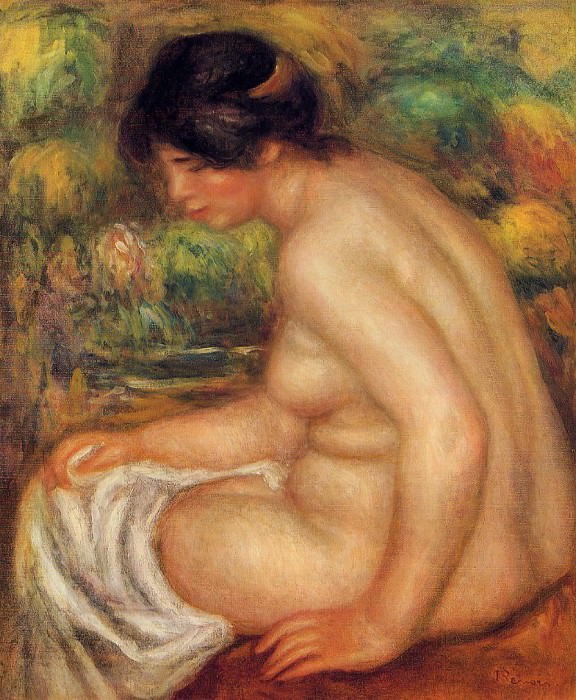 Seated Nude in Profile , Pierre-Auguste Renoir
