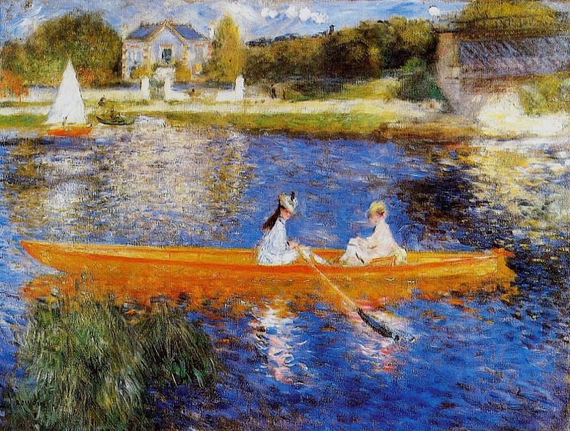 The Seine at Asnieres , Pierre-Auguste Renoir