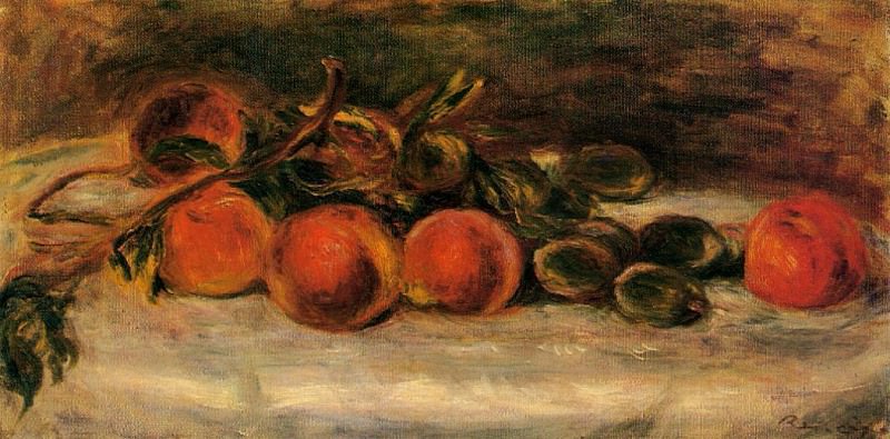 Натюрморт с персиками и каштанами, Пьер Огюст Ренуар