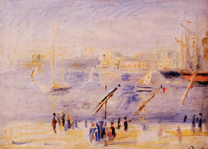 Старый порт Марселя, люди и лодки, Пьер Огюст Ренуар