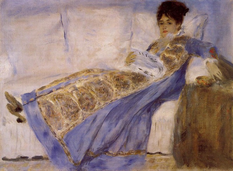 Madame Monet on a Sofa, Pierre-Auguste Renoir