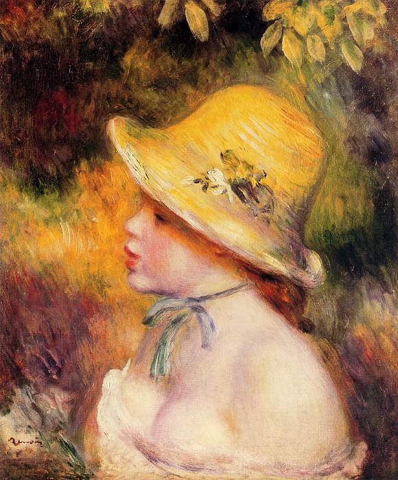 Young Girl in a Straw Hat, Pierre-Auguste Renoir